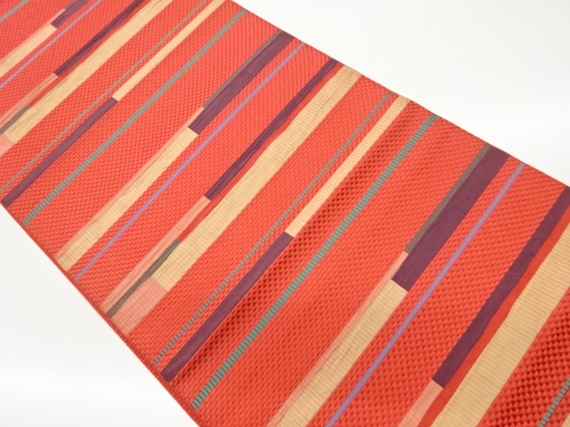 JAPANESE NAGOYA OBI / CHIKUZEN HAKATA / WOVEN STRIPE